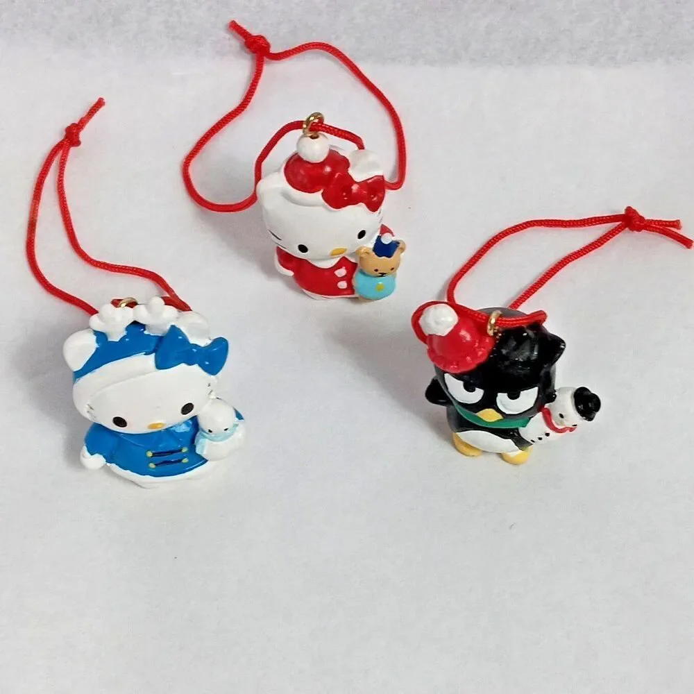 Vintage 2004 Sanrio Hello Kitty Christmas Miniature Ornaments Badu-Maru Red Cord